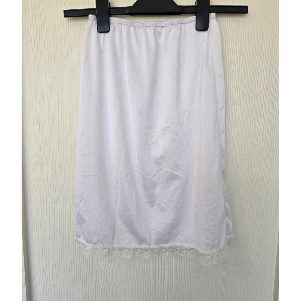 White Lace Trim Slip‎ Skirt Size 8 Y2K Coquette Fairy Romantic Retro Feminine